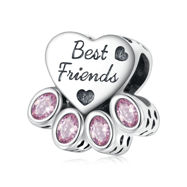 &quot;Best Friends&quot; Paw Charm | CZ