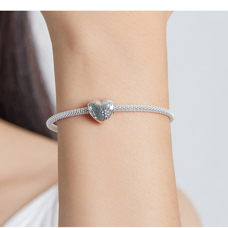 Snowflake Heart Charm | CZ