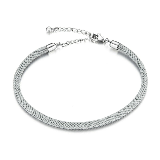 Grey Fabric Braided Bracelet