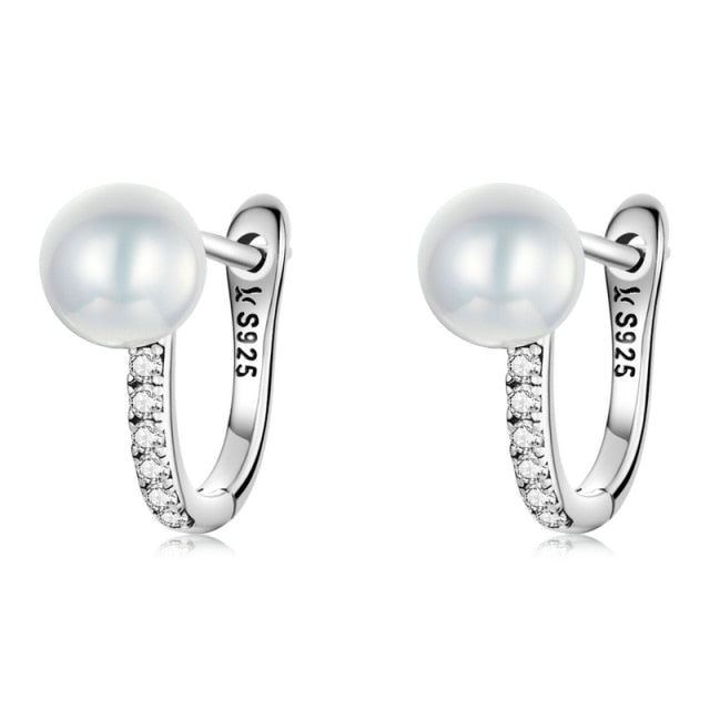 Pearl Round Hoop Earrings