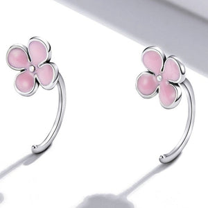Small Cute Pink Flower Stud Earrings