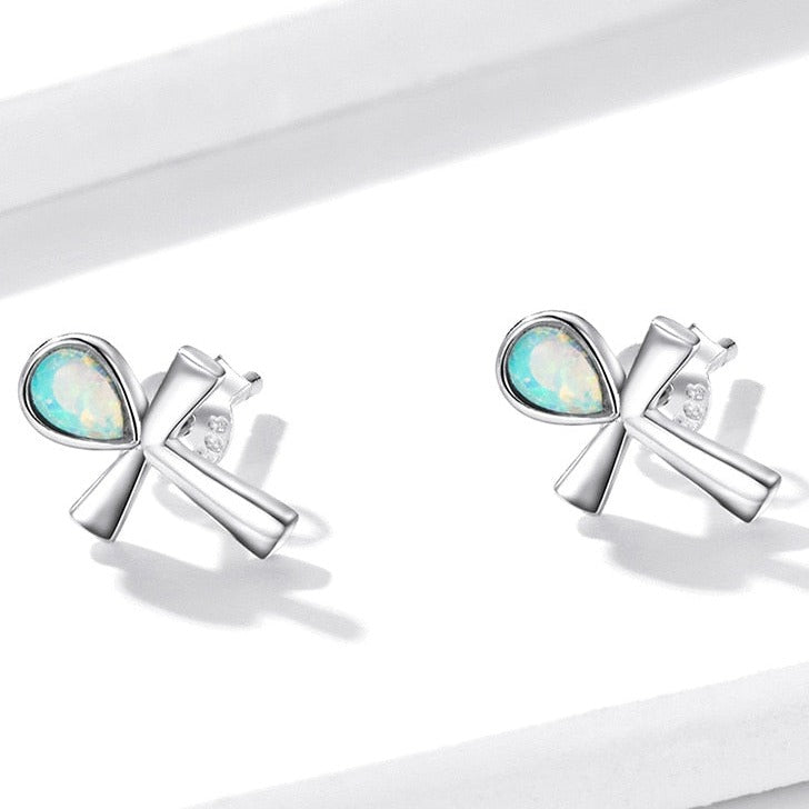 Opal Cross Earrings