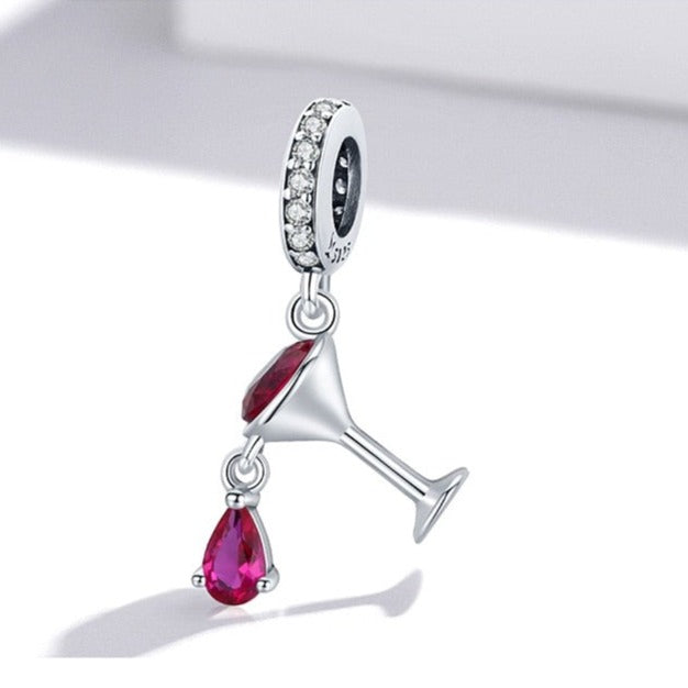 Wine Glass Dangle Charm | CZ