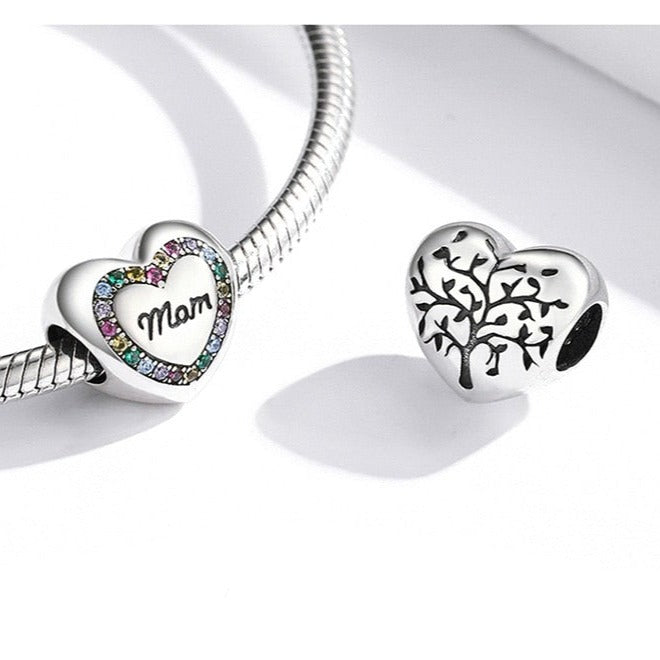 Colourful Mom Heart Charm | CZ