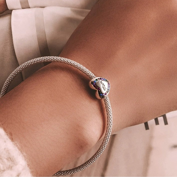 Colourful Mom Heart Charm | CZ