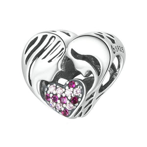 Mother & Daughter Heart Charm | CZ