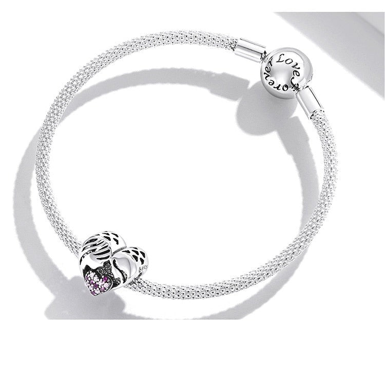 Mother & Daughter Heart Charm | CZ