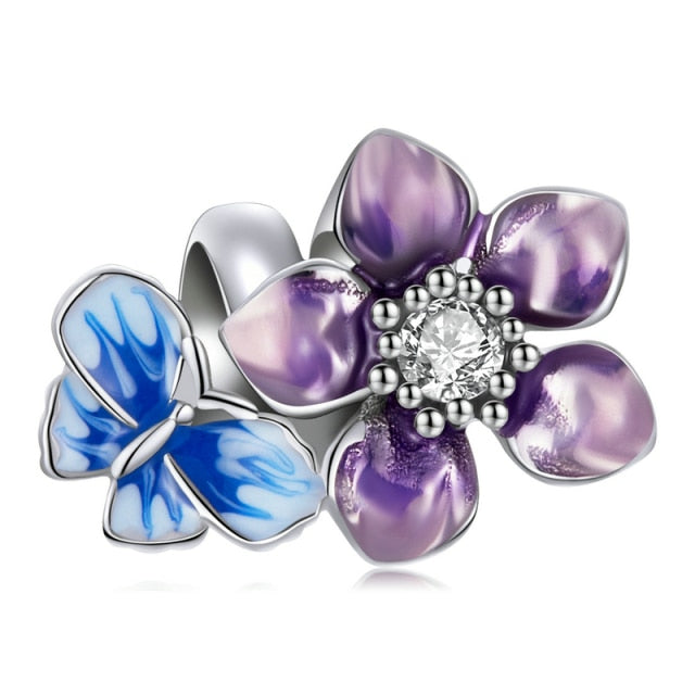 Butterfly &amp; Flower Charm | CZ EN