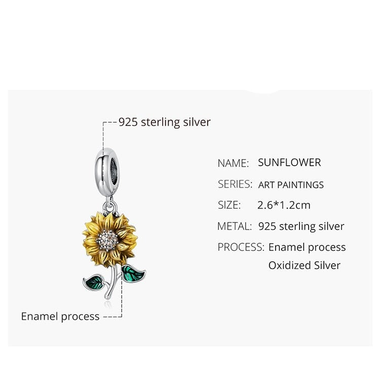 Beautiful Sunflower Dangle Charm | CZ EN