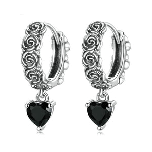 Black Rose & Heart Earrings