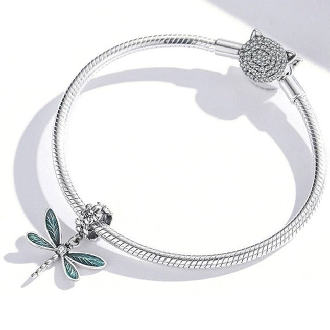 Floral Dragonfly Dangle Charm | CZ EN