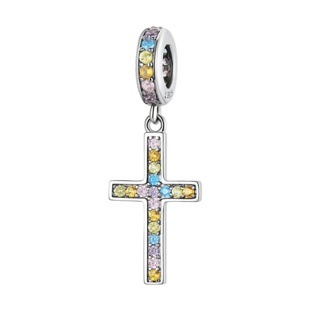 Colourful Cross Dangle Charm | CZ