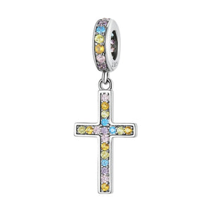 Colorful Cross Dangle Charm | CZ