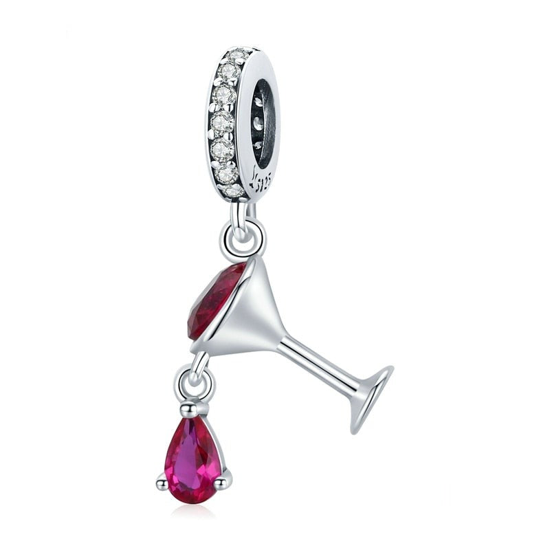 Wine Glass Dangle Charm | CZ