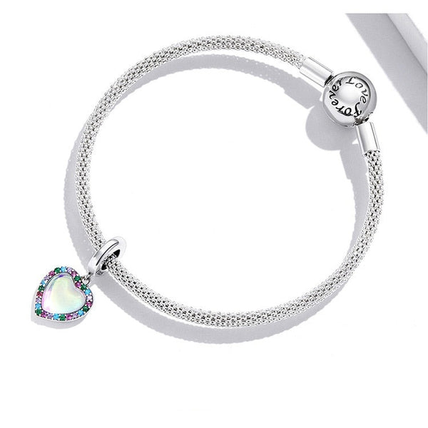 CharmSA Colourful Heart Dangle Charm Fits Pandora Bracelets