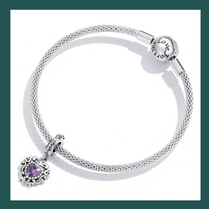 Purple Heart Dangle Charm | CZ