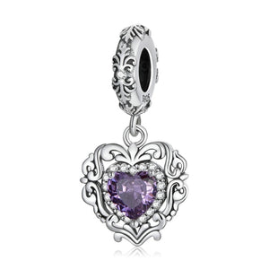 Purple Heart Dangle Charm | CZ