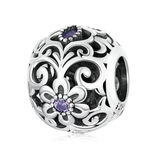 Classic Flower Round Charm | CZ