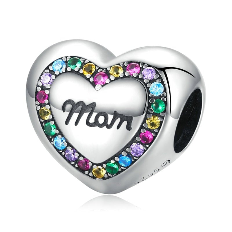 Colourful Mom Heart Charm | CZ