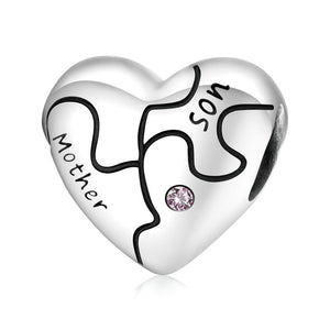 Mother & Son Heart Charm | CZ