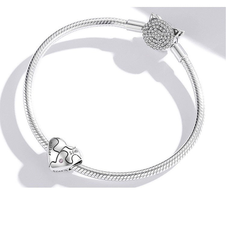 Mother & Son Heart Charm | CZ