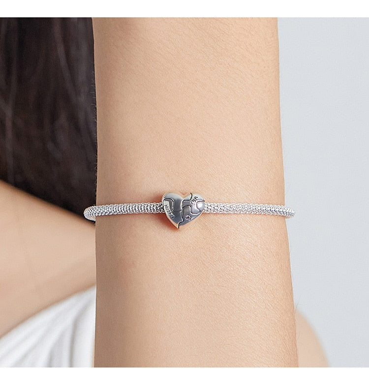 Mother &amp; Son Heart Charm | CZ