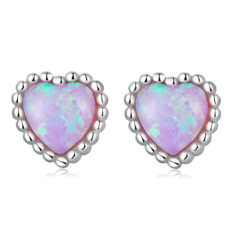 Opal Heart Earrings