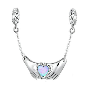 Holding Your Opal Heart Safety Chain