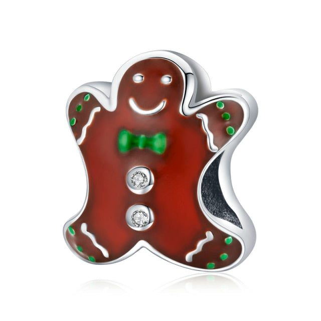 CharmSA Gingerbread Man Charm Fits Pandora Bracelets Sterling