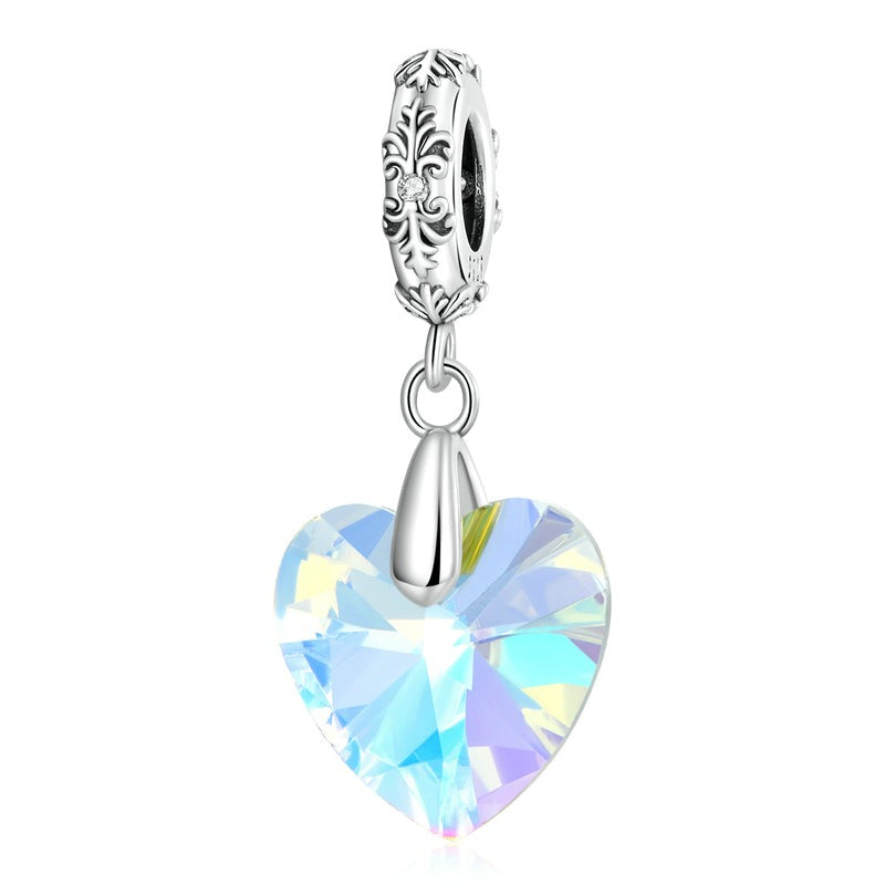 Glass Heart Dangle Charm