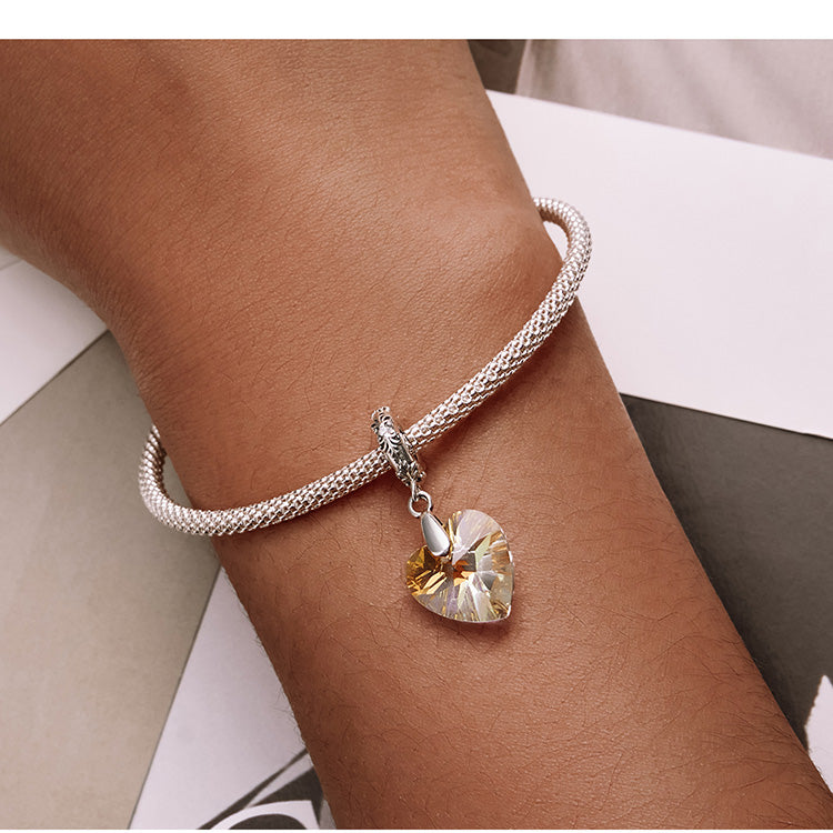 Glass Heart Dangle Charm