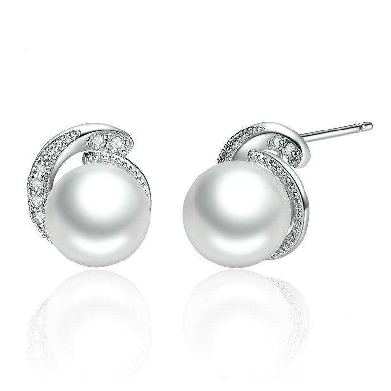 White Pearl Push-back Stud Earrings From CharmSA Image 1