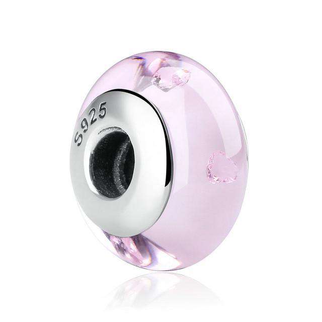 Pandora Compatible 925 sterling silver European Murano Glass Charm - Pink From CharmSA Image 1