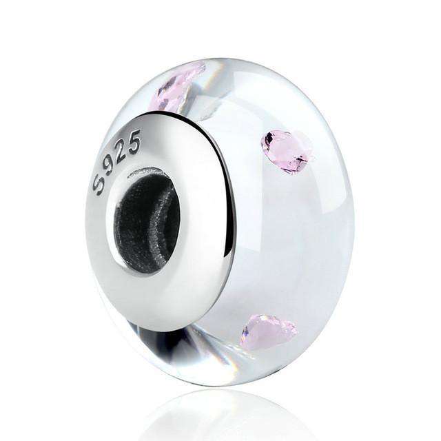 Pandora Compatible 925 sterling silver European Murano Glass Charm - White From CharmSA Image 1