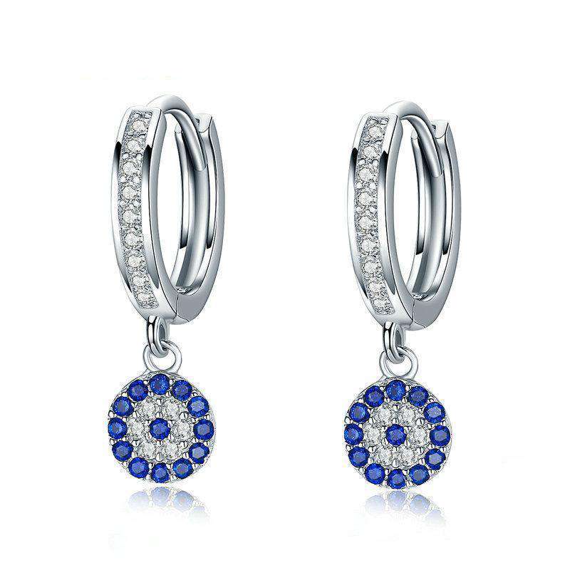 Round Blue Clear CZ Drop Earrings From CharmSA Image 1