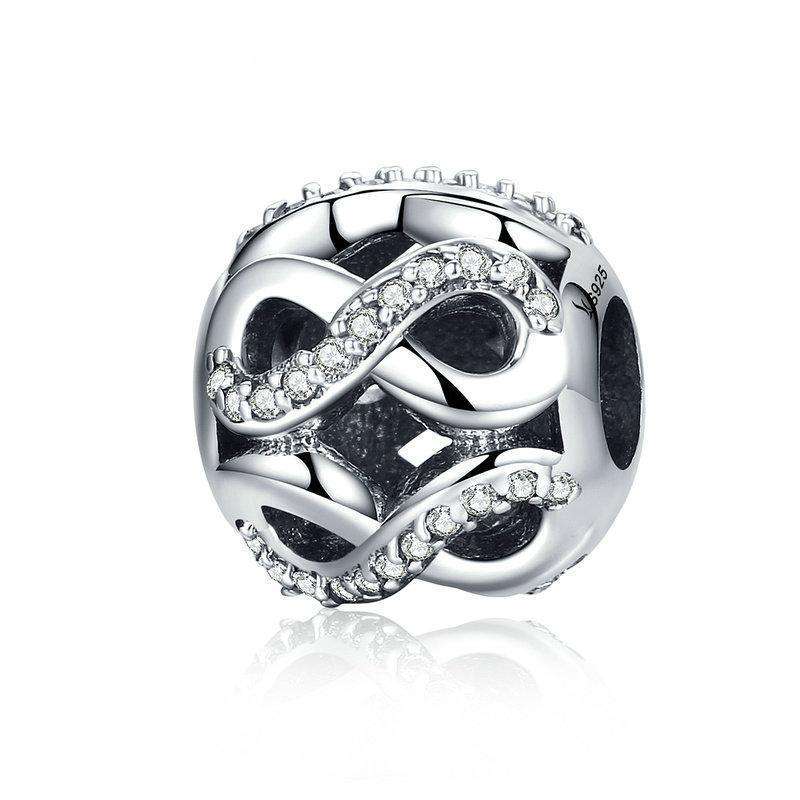 Pandora Compatible 925 sterling silver Openwork Infinite Love ,Clear CZ Charm From CharmSA Image 1