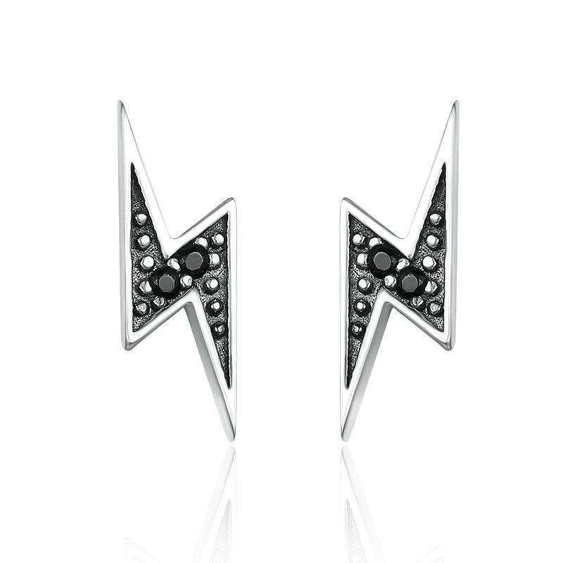 Exquisite Lightning &amp; Black CZ Stud Earrings From CharmSA Image 1