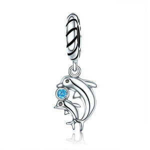 Pandora Compatible 925 sterling silver Dolphins Story with Blue  CZ Charm From CharmSA Image 1