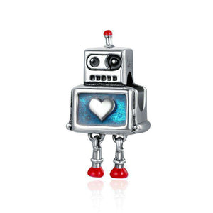 Pandora Compatible 925 sterling silver Robot Heart Enamel Charm From CharmSA Image 1