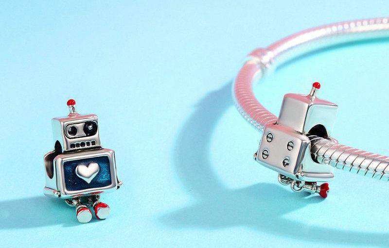 Pandora Compatible 925 sterling silver Robot Heart Enamel Charm From CharmSA Image 2