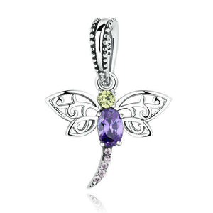 Pandora Compatible 925 sterling silver Dragonfly Insect Purple Charm From CharmSA Image 1