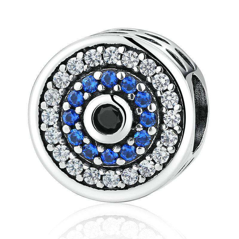 Pandora Compatible 925 sterling silver Blue &amp; Clear CZ Eyes Round Charm From CharmSA Image 1