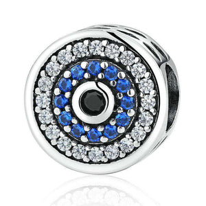 Pandora Compatible 925 sterling silver Blue & Clear CZ Eyes Round Charm From CharmSA Image 1
