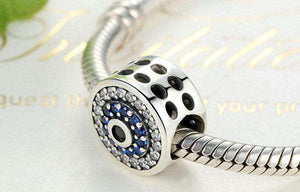 Pandora Compatible 925 sterling silver Blue & Clear CZ Eyes Round Charm From CharmSA Image 2