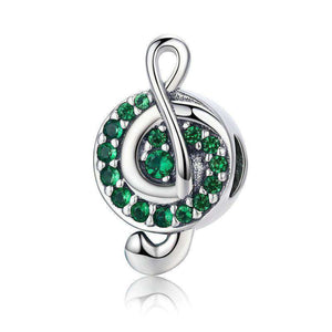 Pandora Compatible 925 sterling silver Music Note Green Clear CZ Charm From CharmSA Image 1