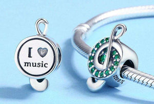 Pandora Compatible 925 sterling silver Music Note Green Clear CZ Charm From CharmSA Image 2