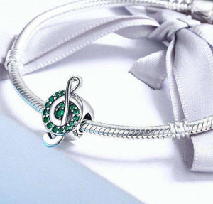 Pandora Compatible 925 sterling silver Music Note Green Clear CZ Charm From CharmSA Image 3