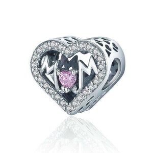 Pandora Compatible 925 sterling silver Heart MOM Letter Clear CZ Charm From CharmSA Image 1