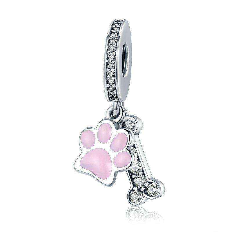 Pandora Compatible 925 sterling silver Animal Dog Footprint &amp; Dog Bone Charm From CharmSA Image 1