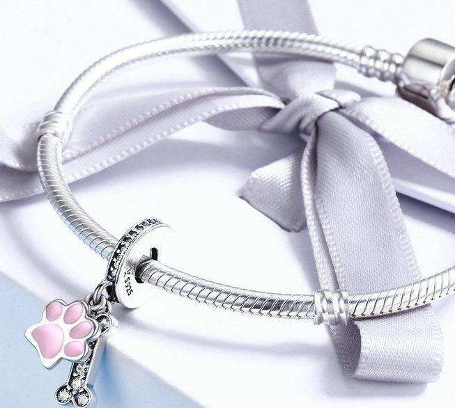 Pandora Compatible 925 sterling silver Animal Dog Footprint &amp; Dog Bone Charm From CharmSA Image 3